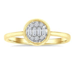Load image into Gallery viewer, 1/6 Ctw Petite Bezel Set Round Shape Fusion Baguette and Round Cut Diamond Fashion Ring in 10K Yellow Gold
