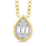 Load image into Gallery viewer, 1/6 Ctw Petite Bezel Set Pear Shape Fusion Baguette and Round Cut Diamond Fashion Pendant With Chain in 10K Yellow Gold