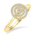 Load image into Gallery viewer, 1/6 Ctw Double Halo Oval Shape Petite Round Cut Diamond Fashion Ring in 10K Yellow Gold