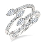 Load image into Gallery viewer, 7/8 Ctw Split Double Bypass Pear and Round Cut Diamond Open Fashion Ring in 14K White Gold