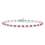 Load image into Gallery viewer, 2.5 MM Round Cut Ruby and 1/2 Ctw Round Cut Diamond Precious Bracelet in 10K White Gold