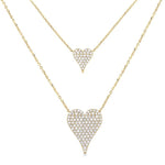 Load image into Gallery viewer, 3/4 Ctw 2-Layered Heart Shape Round Cut Diamond Fashion Necklace in 14K Yellow Gold