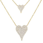 Load image into Gallery viewer, 3/4 Ctw 2-Layered Heart Shape Round Cut Diamond Fashion Necklace in 14K Yellow Gold