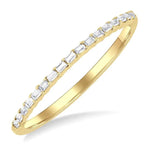 Load image into Gallery viewer, 1/10 Ctw Straight Row Baguette Cut Diamond Stackable Fashion Band in 10K Yellow Gold