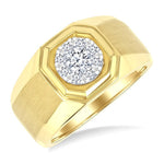 Load image into Gallery viewer, 1/2 Ctw Octagonal Shape Lovebright Round Cut Diamond Men's Ring in 10K Yellow and White Gold