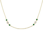 Load image into Gallery viewer, 2.25 MM Emerald and 1/2 Ctw Round Cut Diamond Precious Station Necklace in 14K Yellow Gold