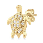Load image into Gallery viewer, 1/10 Ctw Petite Turtle Round Cut Diamond Fashion Stud Earring in 10K Yellow Gold