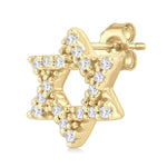 Load image into Gallery viewer, 1/8 Ctw Star Of David Round Cut Diamond Petite Fashion Stud Earring in 10K Yellow Gold