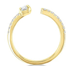 Load image into Gallery viewer, 3/8 Ctw Emerald and Round Cut Diamond Fashion Open Ring in 14K Yellow Gold