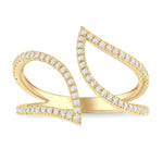 Load image into Gallery viewer, 1/4 Ctw Bypass Wide Split Leaf Pattern Round Cut Diamond Lightweight Open Fashion Ring in 10K Yellow Gold