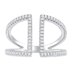 Load image into Gallery viewer, 1/3 Ctw Geometric Wide Split Lightweight Round Cut Diamond Open Fashion Ring in 10K White Gold