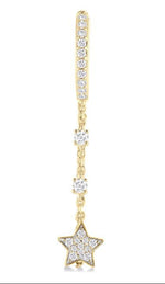 Load image into Gallery viewer, 1/3 Ctw Star Round Cut Diamond Chain Dangler Hoop Earring in 10K Yellow Gold
