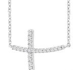 Load image into Gallery viewer, 1/10 Ctw Petite Sideways Cross Round Cut Diamond Fashion Pendant With Chain in 10K White Gold