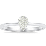 Load image into Gallery viewer, 1/10 Ctw Lovebright Petite Pear Shape Round Cut Diamond Fashion Ring in 10K White Gold