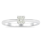 Load image into Gallery viewer, 1/10 Ctw Lovebright Petite Square Shape Round Cut Diamond Fashion Ring in 10K White Gold