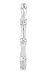 Load image into Gallery viewer, 1/3 Ctw Bamboo Shoot Inspired Round Cut Diamond Fashion Half Hoop Earring in 14K White Gold
