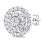 Load image into Gallery viewer, 1/5 Ctw Double Halo Round Shape Petite Round Cut Diamond Fashion Stud Earring in 10K White Gold