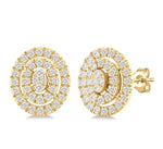 Load image into Gallery viewer, 1/5 Ctw Double Halo Oval Shape Petite Round Cut Diamond Fashion Stud Earring in 10K Yellow Gold