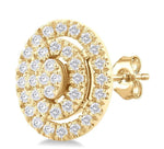 Load image into Gallery viewer, 1/5 Ctw Double Halo Oval Shape Petite Round Cut Diamond Fashion Stud Earring in 10K Yellow Gold