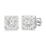 Load image into Gallery viewer, 1/6 Ctw Lovebright Petite Square Shape Round Cut Diamond Fashion Stud Earring in 10K White Gold