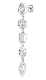 Load image into Gallery viewer, 1 Ctw Bezel Set Mixed Diamond Cut Fashion Earring in 14K White Gold