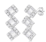 Load image into Gallery viewer, 1/3 Ctw Zig-Zag Fusion Baguette and Round Cut Diamond Fashion Earrings in 10K White Gold