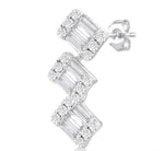 Load image into Gallery viewer, 1/3 Ctw Zig-Zag Fusion Baguette and Round Cut Diamond Fashion Earrings in 10K White Gold