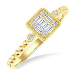 Load image into Gallery viewer, 1/8 Ctw Petite Bead Shank Square Shape Center Round Cut Diamond Fashion Ring in 10K Yellow Gold