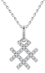 Load image into Gallery viewer, 1/10 Ctw Petite Hashtag Motif Round Cut Diamond Fashion Pendant With Chain in 10K White Gold