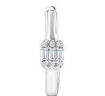 Load image into Gallery viewer, 1/10 Ctw Petite Rectangular Center Fusion Baguette and Round Cut Diamond Fashion Huggies in 10K White Gold