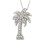 Load image into Gallery viewer, 1/10 Ctw Palm Tree Round Cut Diamond Pendant in 10K White Gold with Chain