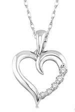 Load image into Gallery viewer, 1/10 Ctw Round Cut Diamond Heart Shape Journey Pendant in 14K White Gold with Chain