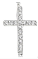 Load image into Gallery viewer, 1/4 Ctw Round Cut Diamond Cross Earrings in 14K White Gold