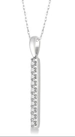 Load image into Gallery viewer, 1/5 Ctw Vertical Bar Round Cut Diamond Pendant With Link Chain in 14K White Gold