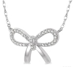 Load image into Gallery viewer, 1/20 Ctw Bow Tie Round Cut Diamond Necklace in 10K White Gold