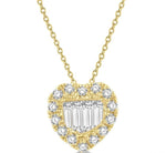 Load image into Gallery viewer, 1/5 Ctw Heart Shape Baguette Center & Round Cut Diamond Pendant With Chain in 14K Yellow Gold