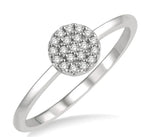 Load image into Gallery viewer, 1/10 Ctw Disc Shape Center Round Cut Diamond Petite Fashion Ring in 10K White Gold