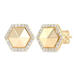 Load image into Gallery viewer, 1/4 Ctw Petite Hexagon Round Cut Diamond Halo Fashion Stud Earrings in 14K Yellow Gold