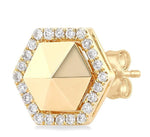 Load image into Gallery viewer, 1/4 Ctw Petite Hexagon Round Cut Diamond Halo Fashion Stud Earrings in 14K Yellow Gold