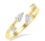 Load image into Gallery viewer, 1/4 Ctw Open Bypass Pear and Round Cut Diamond Fashion Ring in 14K Yellow Gold