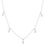 Load image into Gallery viewer, 5/8 Ctw Dangle Emerald and Round Cut Diamond Station Necklace in 14K White Gold