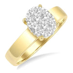 Load image into Gallery viewer, 1/2 Ctw Knife Edge Shank Oval Shaped Lovebright Round Cut Diamond Ring in 14K Yellow and White Gold
