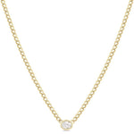 Load image into Gallery viewer, 1/5 Ctw Bezel Set Oval Cut Diamond Curb Link Fashion Necklace in 14K Yellow Gold