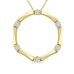 Load image into Gallery viewer, 1/4 Ctw Petite Bamboo Shoot Inspired Round Cut Diamond Fashion Pendant With Chain in 14K Yellow Gold