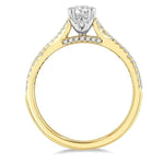 Load image into Gallery viewer, 1/2 Ctw Split Criss Cross Round & Oval Cut Diamond Engagement Ring With 1/3 Ctw Oval Cut Center Stone in 14K Yellow and White Gold