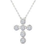 Load image into Gallery viewer, 1/4 Ctw Round Cut Diamond 6-Stone Bezel Set Cross Pendant With Chain in 14K White Gold