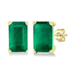 Load image into Gallery viewer, 5X3 MM Octagon Shape Emerald Precious Stud Earrings in 14K Yellow Gold