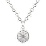 Load image into Gallery viewer, 1/10 Ctw Compass medallion Round Cut Diamond Pendant With Chain in Sterling Silver