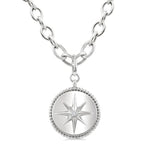 Load image into Gallery viewer, 1/20 Ctw Compass medallion Round Cut Diamond Pendant With Chain in Sterling Silver