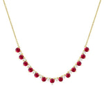 Load image into Gallery viewer, 3.5 MM Round Shape Ruby and 1/2 Ctw Round Cut Diamond Precious Tennis Necklace in 14K Yellow Gold